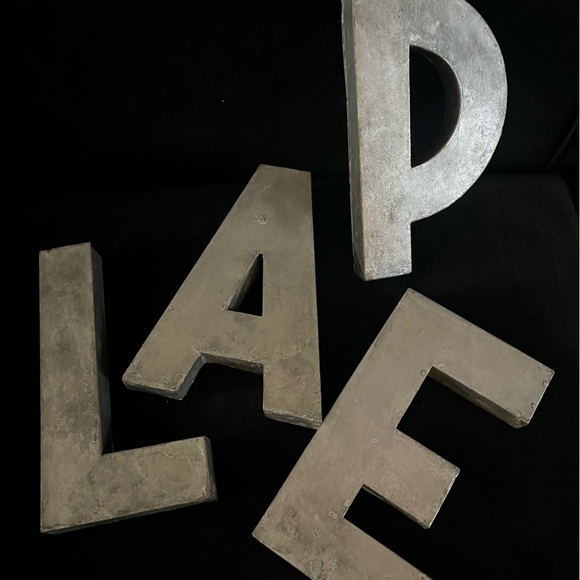 L Anthropologie Metal Zinc Industrial Letter L 8”x4.5”x1” Scandinavia Rustic - Picture 8 of 11